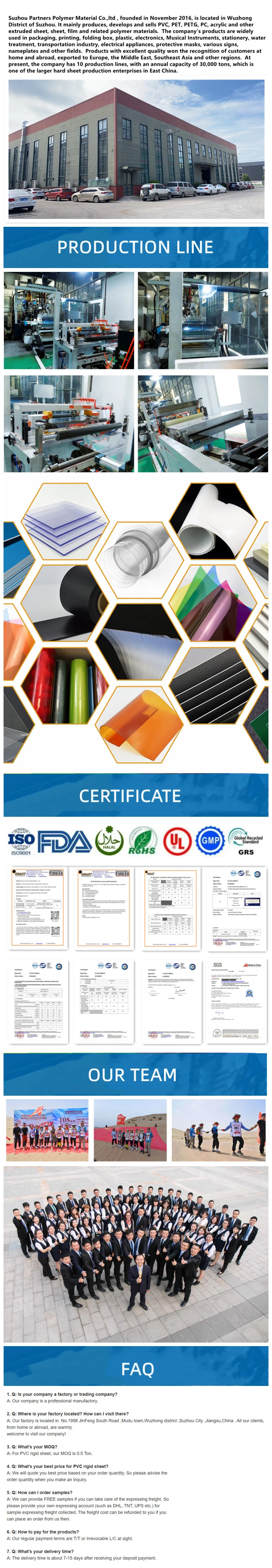 PC Film Semi Environmental Protection High Temperature Flame Retardant PC PVC Pet PP PS Polypropylene Lamination Food Packaging Film Sheet with Eds Conductive